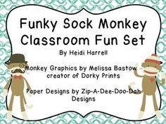 funky sock monkey classroom fun set