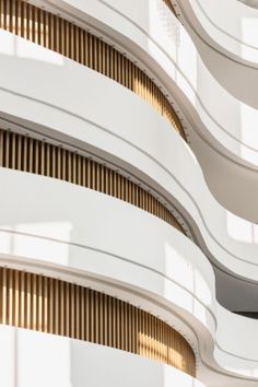 the inside of a building with multiple balconies on it's sides and windows