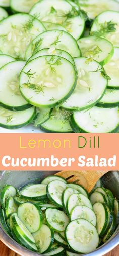 cucumber salad with lemon dill in a pan