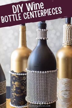 How To Decorate Wine Bottles For  Centerpieces Spray Glitter, Small Flower Arrangements, Glitter Bottle