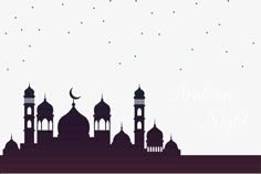 the silhouette of an islamic mosque with stars in the sky