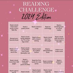 the reading challenge game is shown with pink stars