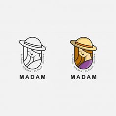 the logos for mada and madam are designed to look like women's hats