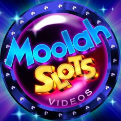 the logo for moolah slots video game, which features neon lights and stars