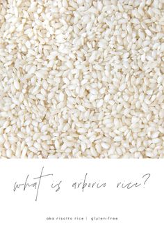 white rice with the words what is apricoa rice? written in cursive writing