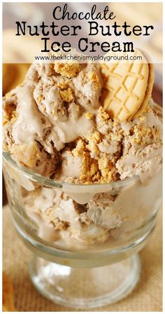 a bowl filled with ice cream and cookies