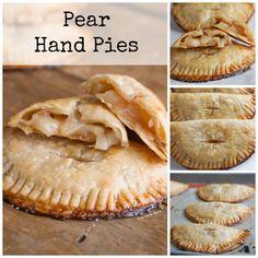 four pictures showing how to make pear hand pies