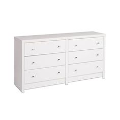 a white dresser with four drawers and two doors