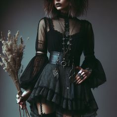 Dark Fae Aesthetic Clothes, Fae Aesthetic Clothes, Summer Goth Fashion, Dark Boho Fashion, Strega Fashion, Witchy Fashion, Fresh Outfits, Fairy Fashion, Fashion Victim