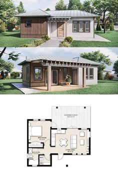 two story house plans with an open floor plan for the front and back of the house