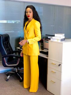 Cape Town Fashion, Working Dresses, Career Outfits, Classy Suits, Business Outfits Women, Yellow Outfit