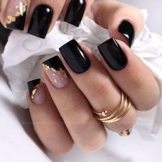 Black Gel Nails, Black Acrylic Nails, Classy Nail Designs