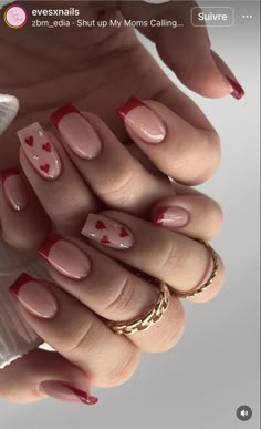 August Gel Nails, February Nails, Red Acrylic Nails, Heart Nail, Nail Designs Valentines, Acrylic Nails Coffin Short, Short Acrylic Nails Designs, Heart Nails