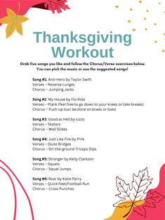 the thanksgiving workout plan is shown