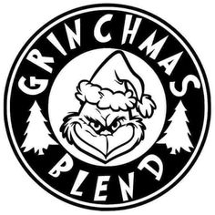 the grinama's logo in black and white with pine trees around it, which reads grinama's p e n d