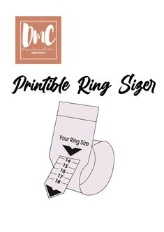 a ring size label with the words printable ring size on it and an image of a