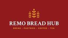 the logo for remo breadhub, a bakery that serves coffee and tea