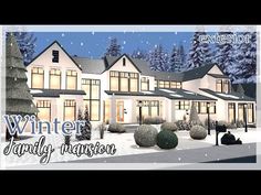 an animated image of a winter family mansion