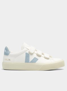 Light Blue Sneakers For School, Baby Blue Sneakers & Athletic Shoes, Veja Velcro Sneakers, Blue Veja Sneakers, Cute Veja Sneakers, Shoe Wishlist, Sneakers Blue