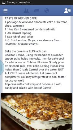 the recipe for this dessert is shown on an iphone screen, and it appears to be in english