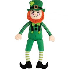 a green leprezi man stuffed animal is shown