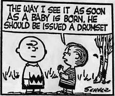 a black and white drawing of a boy talking to another person in front of a sign that says the way i see it as soon as a baby is born, he should be issued a drowset