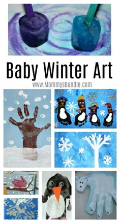 baby winter art project for toddlers to do with the snowman and penguin theme