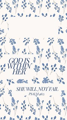 the front cover of god is when she will not fail, with blue flowers on it