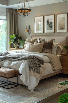 Fresh bedroom layout with rearranged furniture, positioning the bed to enhance natural light and improve the room's flow. Cozy Cottage Master Bedrooms Decor, Magnolia Bedroom Ideas Color Schemes, Budget Guest Bedroom, Simple Bedroom Makeover Ideas, Walmart Bedroom Ideas, Bedroom Design Master Remodeling Ideas, Moody Earthy Bedroom, Guest Bedroom Ideas On A Budget, Simple Bedroom Makeover