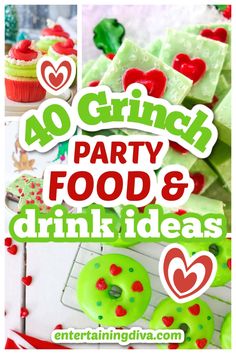 Grinchmas Party Snacks, Grinchmas Party Food Ideas, Grinch Foods For Kids, Grinch Christmas Brunch Ideas, Grinch Xmas Party Ideas, Grinch Snacks For School, Grinch Christmas Snack Ideas, Grinch Food Ideas Snacks, Grinch Watch Party