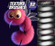 the texture brushes are designed to look like an insect with large eyes and long legs