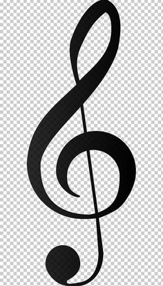 a black and white treble on a transparent background