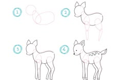 how to draw a baby deer step by step with pictures for kids and beginners