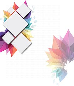 an abstract background with colorful leaves and squares in the shape of rectangles on top of each other