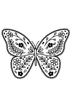 a black and white drawing of a butterfly