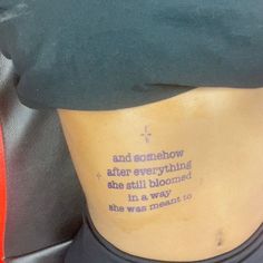 the back of a woman's lower body with a quote on her left side