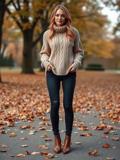 Woman in oversized sweater and skinny jeans for fall Winter Brunch Outfits, Edgy Fall Outfits, Jeggings Outfit, Brunch Outfit Ideas, Winter Brunch, Modest Fall Outfits, Boho Fall Outfits, Winter Birthday Outfit, Warm Fall Outfits