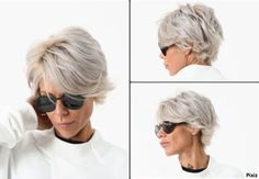 Platinum Pixie, Short Wavy Hair, Short Wavy, Cut And Color, Square Sunglasses Men, Hair Trends, Short Hair Cuts, New Look