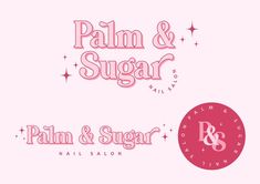 the logo for palm and sugar nails is shown in pink, with stars on it