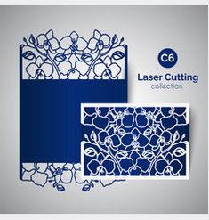 laser cutting card with flowers and leaves on grey background for laser cutting, paper cutting or printing