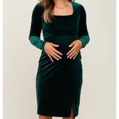 Brand New Never Worn Perfect For A Baby Shower Fitted Square Neck Maternity Dress, Elegant Fall Party Maternity Dress, Elegant Fitted Green Maternity Dress, Elegant Green Maternity Dress For Party, Elegant Green Maternity Dress, Elegant Green Maternity Party Dress, Short Maternity Dress, Velvet Maternity Dress, Chiffon Maternity Dress