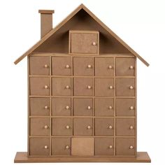 a toy house made out of cardboard with lots of drawers on the front and sides