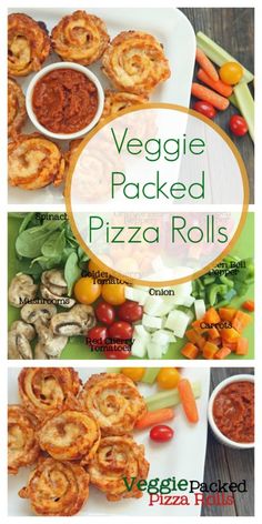 veggie packed pizza rolls on a white plate