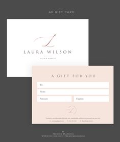 the gift card for lauren wilson is shown in pink and white, with an image of a