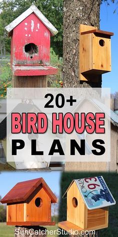 several bird houses with the words 20 bird house plans