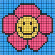 a pixellated image of a flower with a smiley face