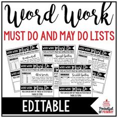 the word work must do and may do lists