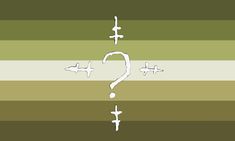 the cross is drawn in white on a green and beige striped background with three crosses