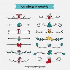 christmas ornament clipart set with different ornaments and designs on white paper background