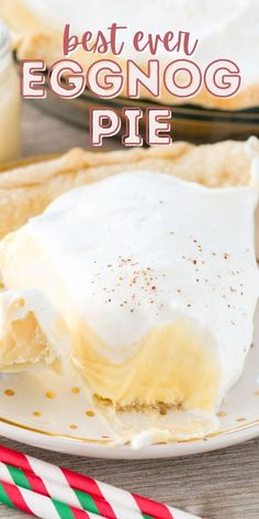 a piece of eggnog pie on a plate